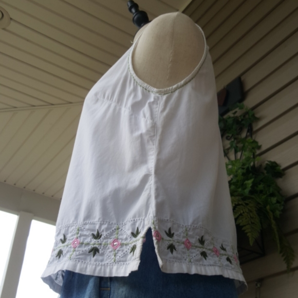 Liz Claiborne ♡ Sweet Vintage 2pc Embroidered Sleeveless Top SP | Jean Capris 2P - Picture 6 of 17